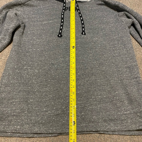 Victorias Secret PINK Hoodie Adult Gray Plaid Sherpa Lined Hood Spell Out Medium - Picture 4 of 9